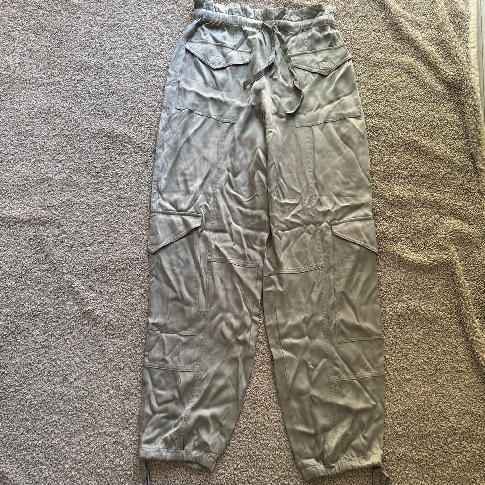 GANNI Drawstring Cargo Pants Washes Satin Frost Gray Size 36 / Small / Size 4